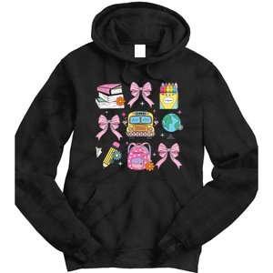 Coquette Bow Student Teacher Happy First Day Back To School Tie Dye Hoodie