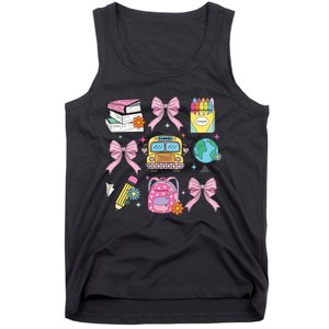 Coquette Bow Student Teacher Happy First Day Back To School Tank Top