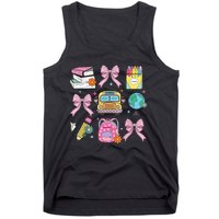 Coquette Bow Student Teacher Happy First Day Back To School Tank Top