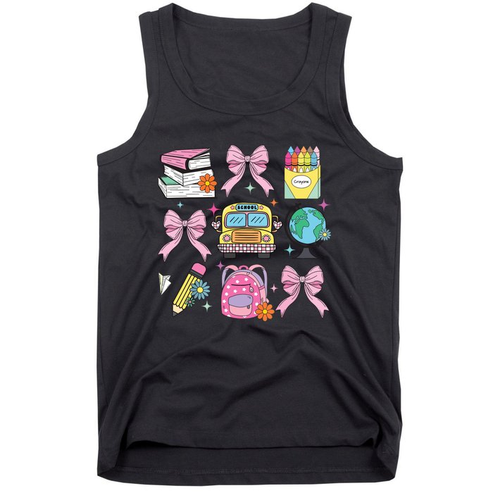 Coquette Bow Student Teacher Happy First Day Back To School Tank Top