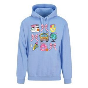 Coquette Bow Student Teacher Happy First Day Back To School Unisex Surf Hoodie