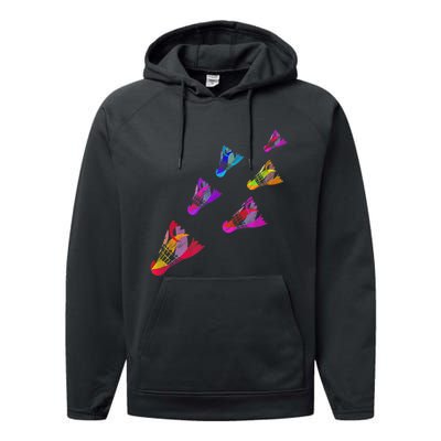 Colorful Badminton Shuttlecock Art Sports Performance Fleece Hoodie