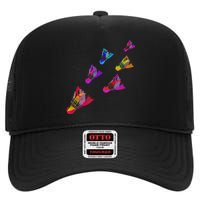 Colorful Badminton Shuttlecock Art Sports High Crown Mesh Back Trucker Hat