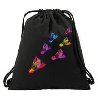 Colorful Badminton Shuttlecock Art Sports Drawstring Bag