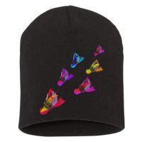 Colorful Badminton Shuttlecock Art Sports Short Acrylic Beanie