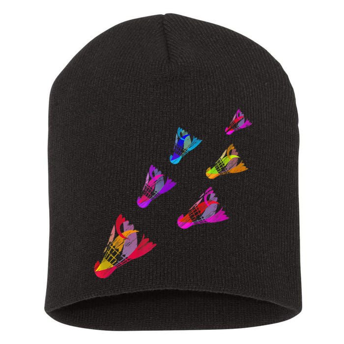 Colorful Badminton Shuttlecock Art Sports Short Acrylic Beanie