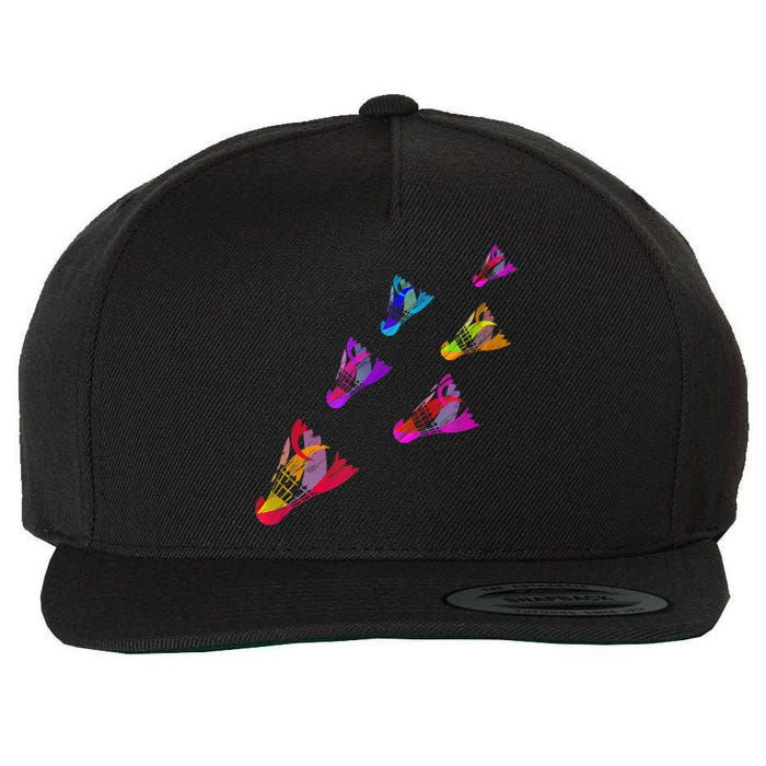 Colorful Badminton Shuttlecock Art Sports Wool Snapback Cap