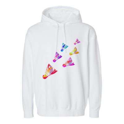 Colorful Badminton Shuttlecock Art Sports Garment-Dyed Fleece Hoodie