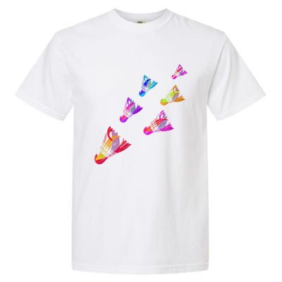 Colorful Badminton Shuttlecock Art Sports Garment-Dyed Heavyweight T-Shirt