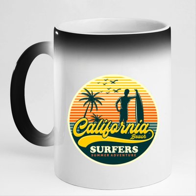 California Beach Surfers Summer 11oz Black Color Changing Mug