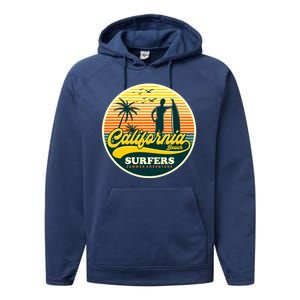 California Beach Surfers Summer Performance Fleece Hoodie