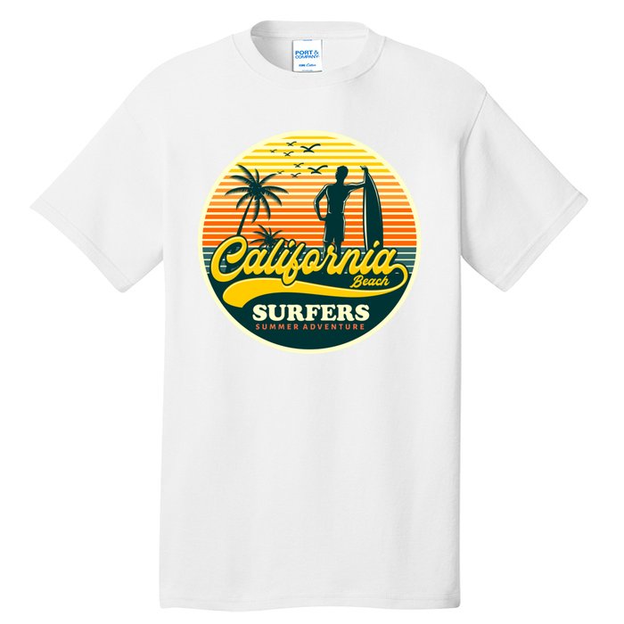 California Beach Surfers Summer Tall T-Shirt