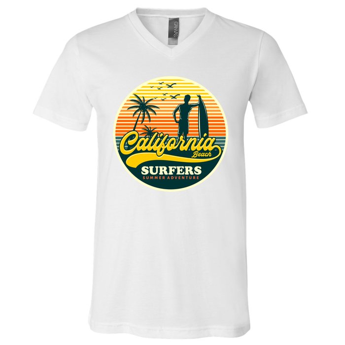 California Beach Surfers Summer V-Neck T-Shirt