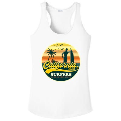 California Beach Surfers Summer Ladies PosiCharge Competitor Racerback Tank