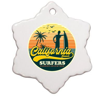 California Beach Surfers Summer Ceramic Star Ornament