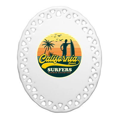 California Beach Surfers Summer Ceramic Oval Ornament