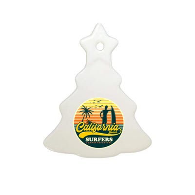 California Beach Surfers Summer Ceramic Tree Ornament