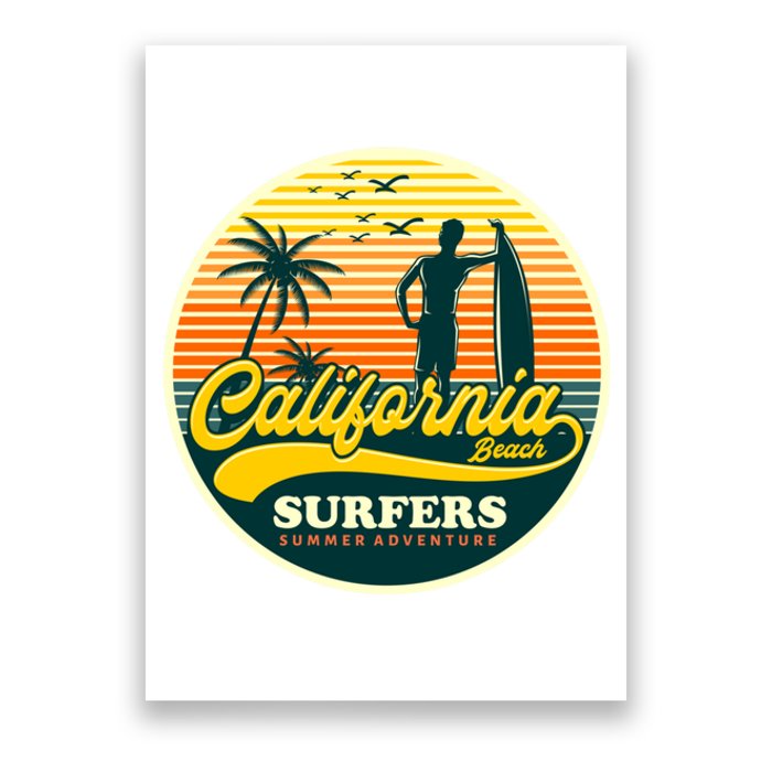 California Beach Surfers Summer Poster