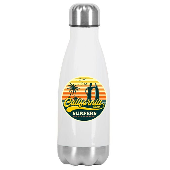 California Beach Surfers Summer Stainless Steel Insulated Water Bottle