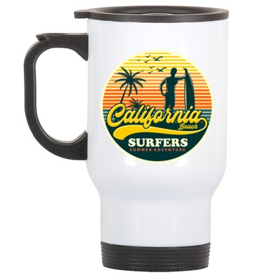 California Beach Surfers Summer Stainless Steel Travel Mug