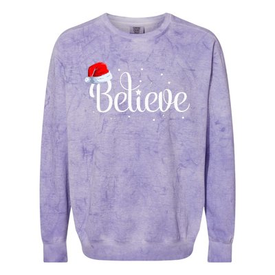 Christmas Believe Santa Claus Believe Christmas Colorblast Crewneck Sweatshirt