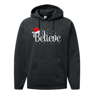 Christmas Believe Santa Claus Believe Christmas Performance Fleece Hoodie