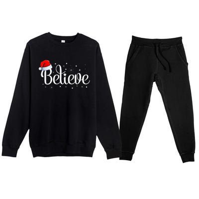 Christmas Believe Santa Claus Believe Christmas Premium Crewneck Sweatsuit Set