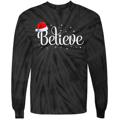 Christmas Believe Santa Claus Believe Christmas Tie-Dye Long Sleeve Shirt