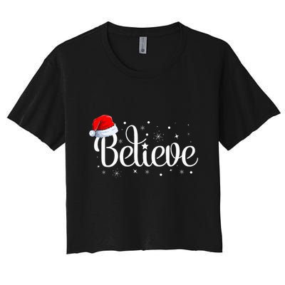 Christmas Believe Santa Claus Believe Christmas Crop Top