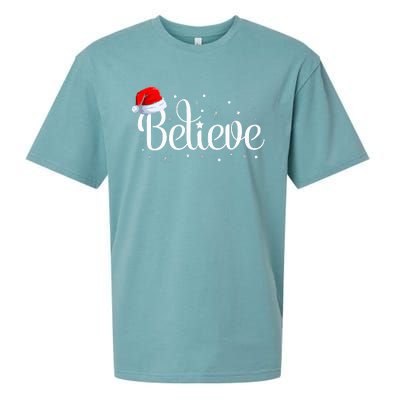 Christmas Believe Santa Claus Believe Christmas Sueded Cloud Jersey T-Shirt