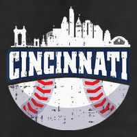 Cincinnati Baseball Skyline Ohio Baseball Player Gift 7 Panel Mesh Trucker Snapback Hat