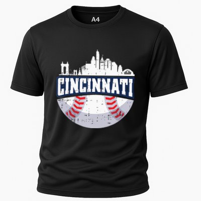 Cincinnati Baseball Skyline Ohio Baseball Player Gift Performance Shirt