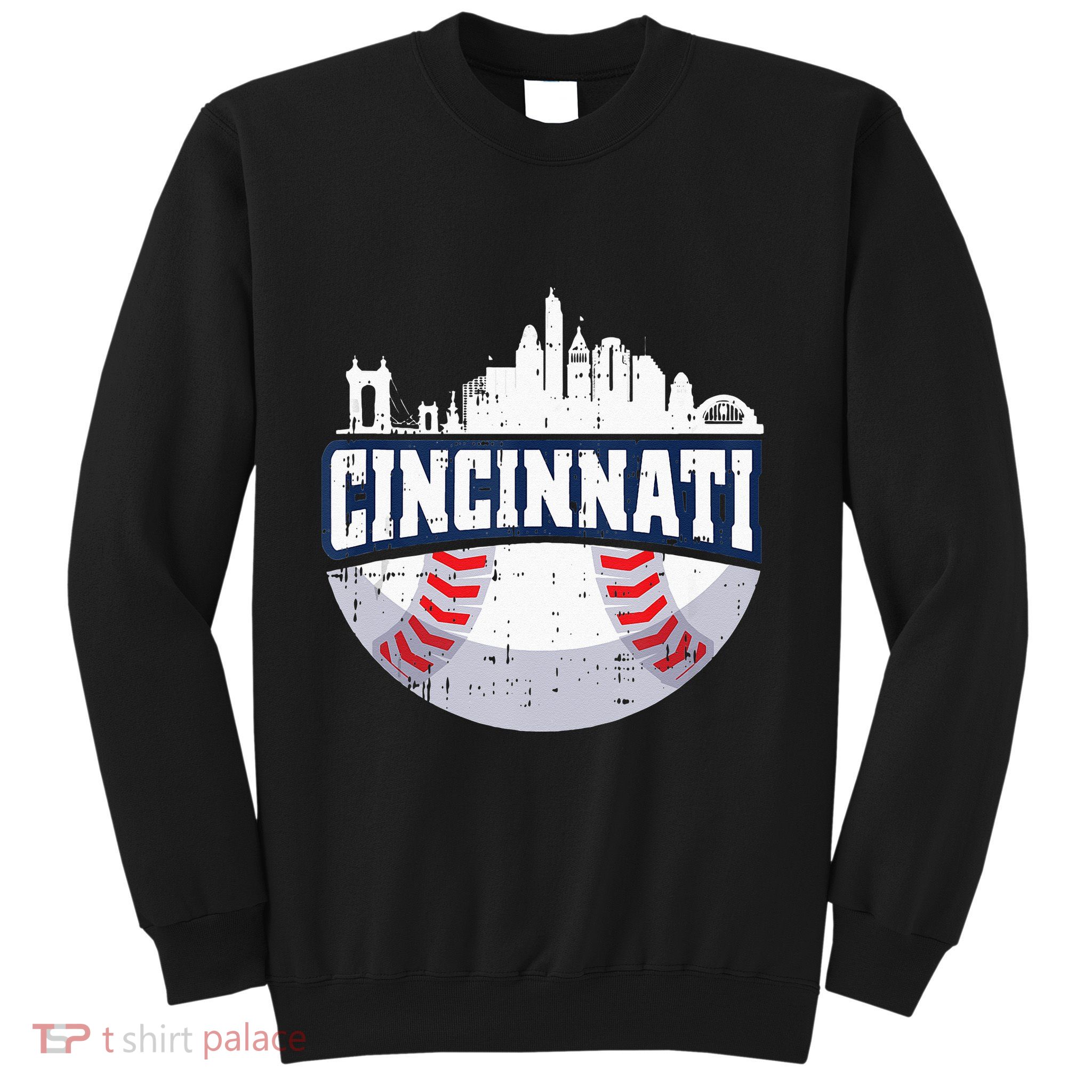 Cincinnati Baseball Skyline Ohio Baseball Player Gift Sweatshirt