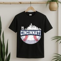 Cincinnati Baseball Skyline Ohio Baseball Player Gift T-Shirt