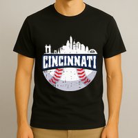 Cincinnati Baseball Skyline Ohio Baseball Player Gift T-Shirt