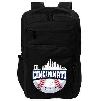 Cincinnati Baseball Skyline Ohio Baseball Player Gift Impact Tech Backpack