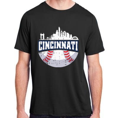 Cincinnati Baseball Skyline Ohio Baseball Player Gift Adult ChromaSoft Performance T-Shirt