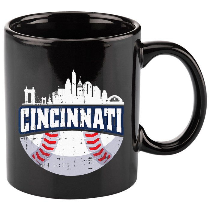 Cincinnati Baseball Skyline Ohio Baseball Player Gift 11oz C Handle Ceramic Mug