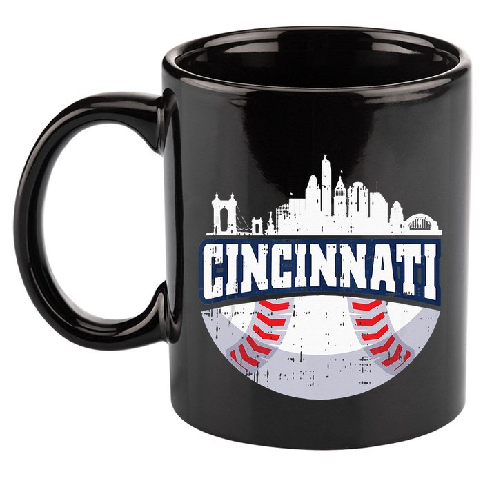Cincinnati Baseball Skyline Ohio Baseball Player Gift 11oz C Handle Ceramic Mug