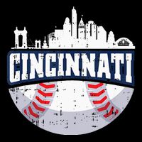 Cincinnati Baseball Skyline Ohio Baseball Player Gift Flat Bill Trucker Hat