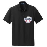 Cincinnati Baseball Skyline Ohio Baseball Player Gift Dry Zone Grid Polo