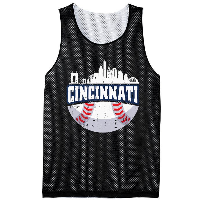 Cincinnati Baseball Skyline Ohio Baseball Player Gift Mesh Reversible Basketball Jersey Tank