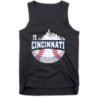 Cincinnati Baseball Skyline Ohio Baseball Player Gift Tank Top