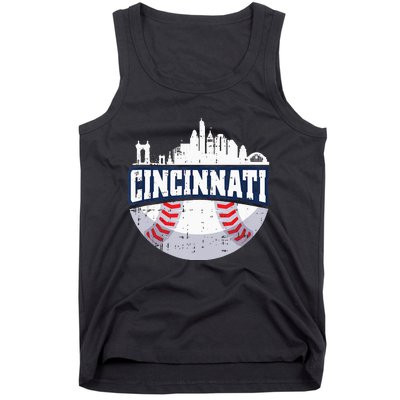 Cincinnati Baseball Skyline Ohio Baseball Player Gift Tank Top