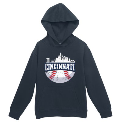 Cincinnati Baseball Skyline Ohio Baseball Player Gift Urban Pullover Hoodie