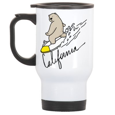 Cute Bear Surfing Tee California Bear State Flag Cali Love Stainless Steel Travel Mug