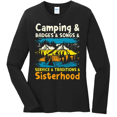 Camping Badges Songs Service Traditions Sisterhood Ladies Long Sleeve Shirt