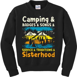 Camping Badges Songs Service Traditions Sisterhood Kids Sweatshirt