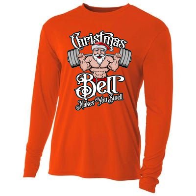 Christmas Barbell Squat Santa Funny Gym Quote Cute Gift Cooling Performance Long Sleeve Crew