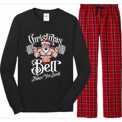 Christmas Barbell Squat Santa Funny Gym Quote Cute Gift Long Sleeve Pajama Set